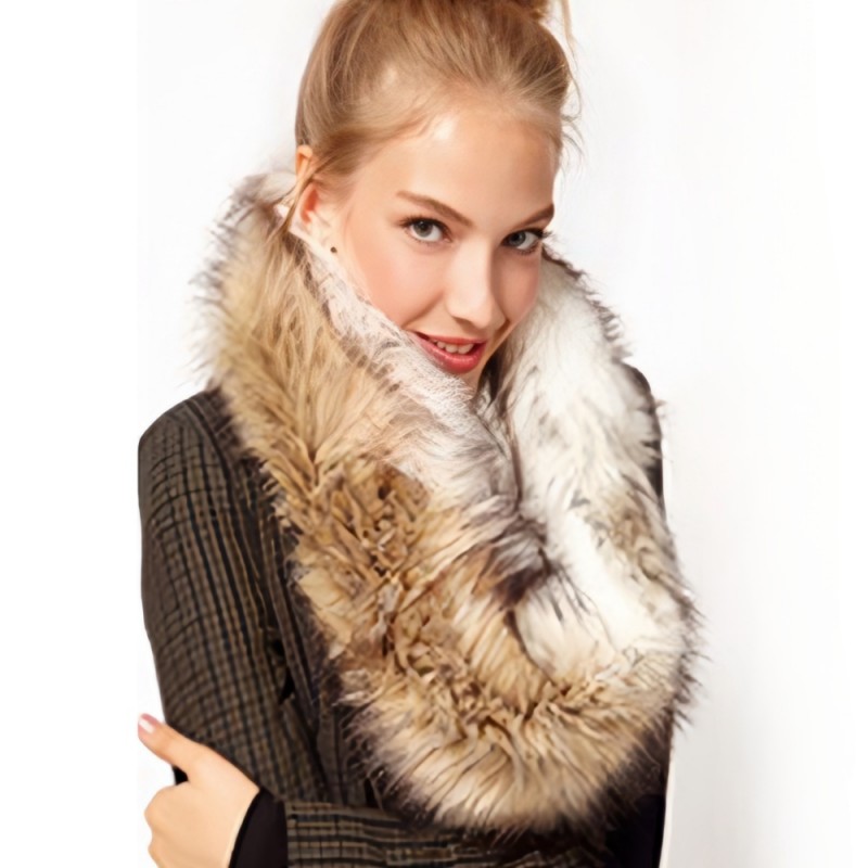 Faux Fur Scarf Neck Long Wool Warm Fox Fur Collar